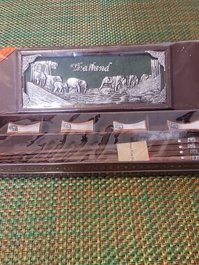 Wooden Chopstick Gift Set with Decorative Silver Panel